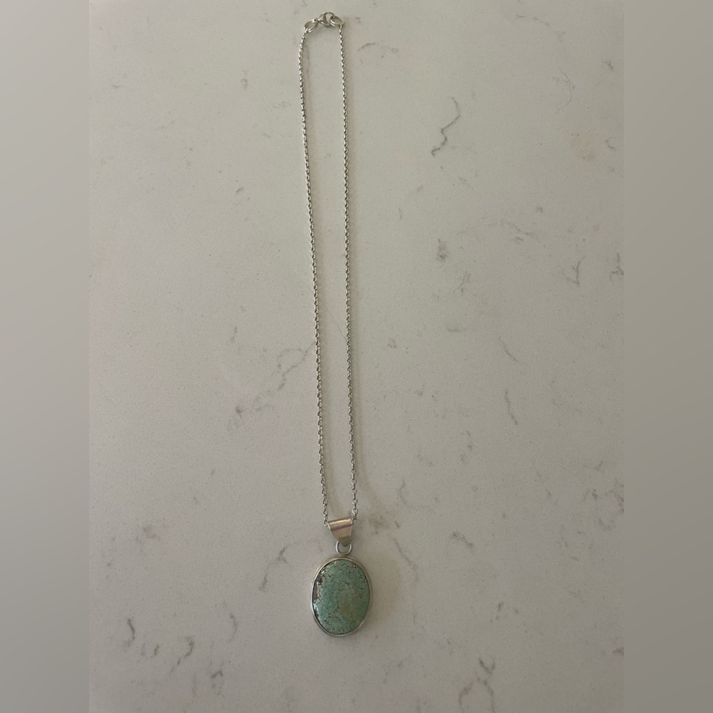 Elegant Silver Necklace with Turquoise Pendant